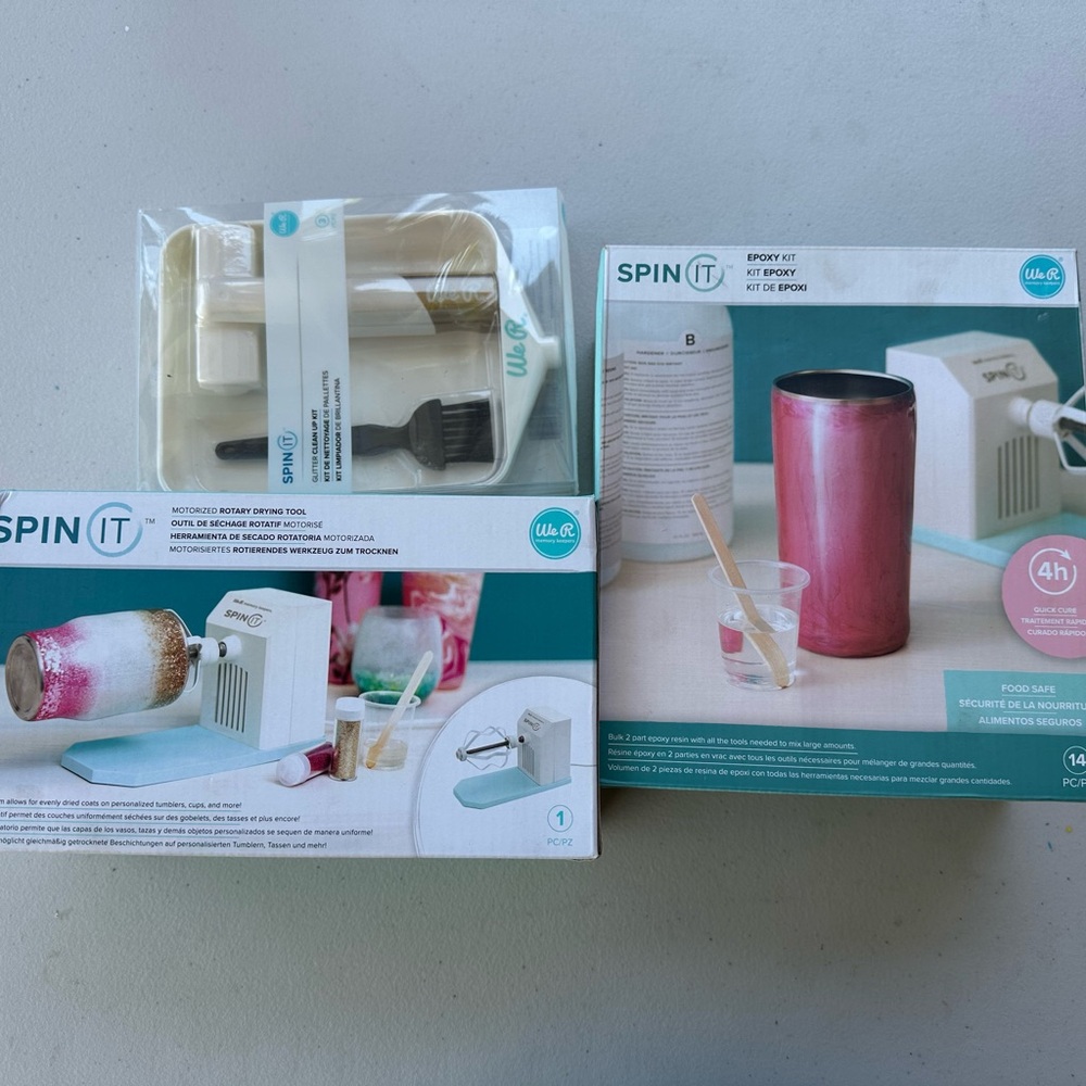 Spin it Epoxy kit with motorized rotary drying tool clean up kit